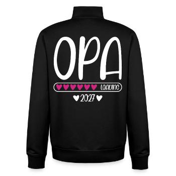 Opa 2027 loading mit Herzchen Ladebalken - Unisex Organic Zip Sweatshirt von Stanley/Stella - Schwarz - Hinten - AI Model Male 185 light (185cm)