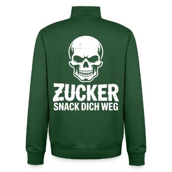 Zucker Schädel Snack Dich Weg - Unisex Organic Zip Sweatshirt von Stanley/Stella - Flaschengrün - Hinten - AI Model Male 185 dark (185cm)