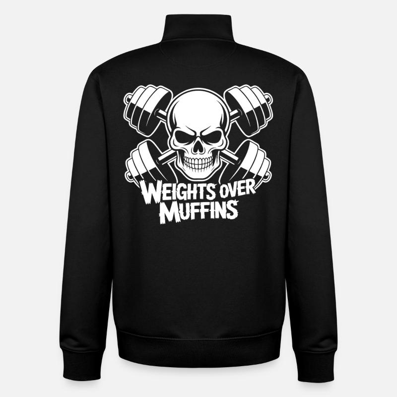 Gewichte über Muffins Schädel - Unisex Organic Zip Sweatshirt von Stanley/Stella - Schwarz