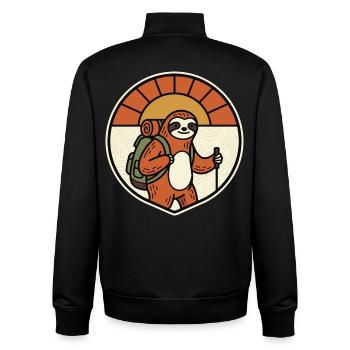 Faultier Wandern Retro Badge Motiv - Unisex Organic Zip Sweatshirt von Stanley/Stella - Schwarz - Hinten - AI Model Male 185 light (185cm)
