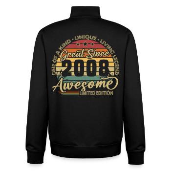 18th Birthday Gift 2008 Vintage Retro - Unisex Organic Zip Sweatshirt by Stanley/Stella - black - Back - AI Model Male 185 light (185cm)