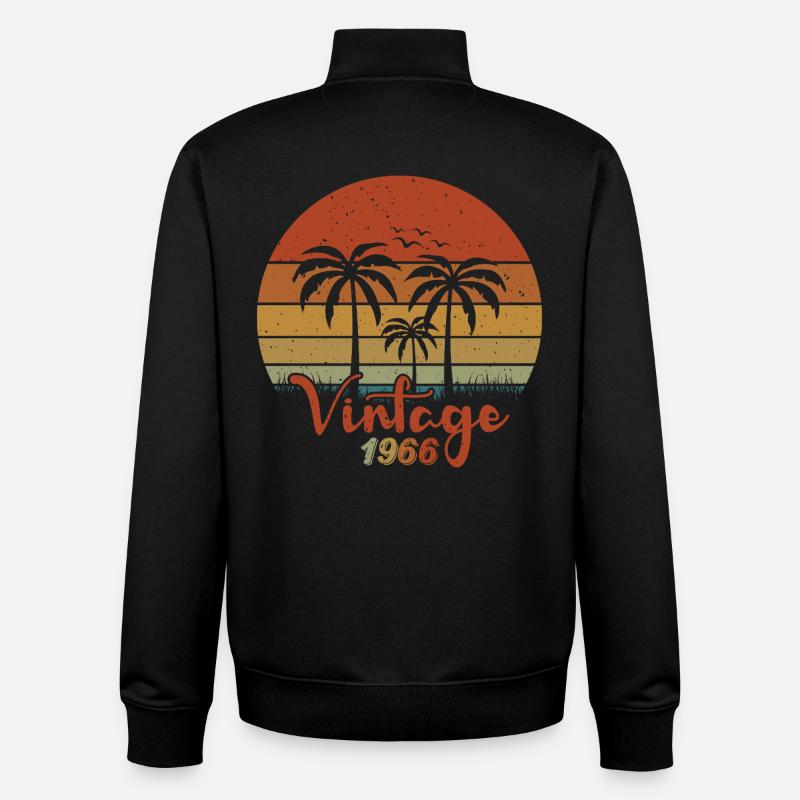 1966 Année de naissance - Sweat zippé unisexe en coton bio Stanley/Stella - noir