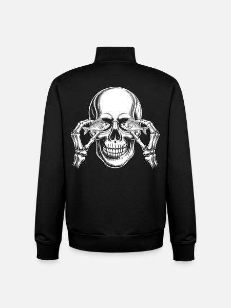 Skull with Fish Eyes - Unisex Organic Zip Sweatshirt by Stanley/Stella - black