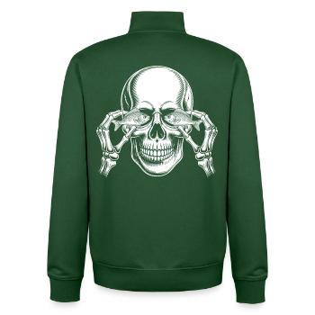 Skull with Fish Eyes - Unisex Organic Zip Sweatshirt by Stanley/Stella - bottle green - Back - AI Model Male 185 dark (185cm)