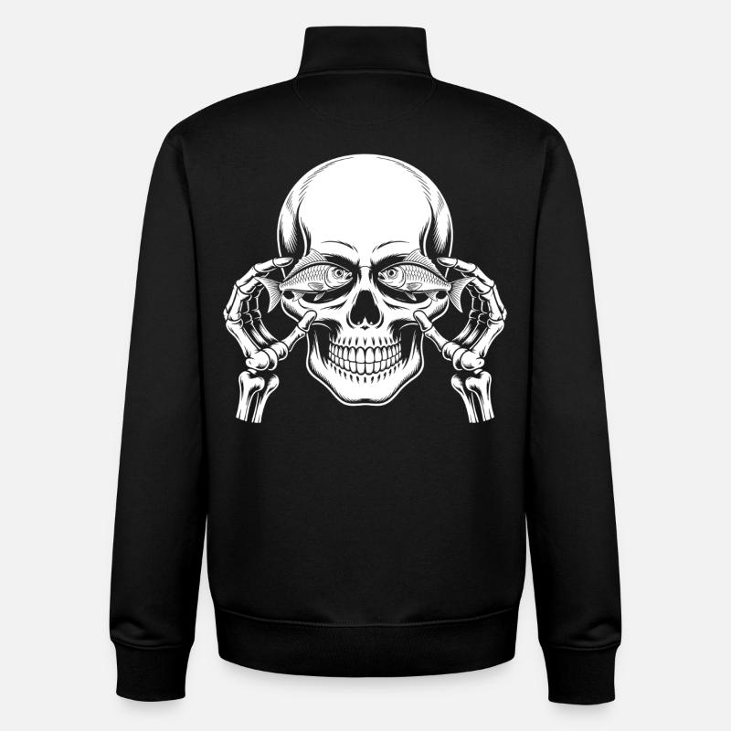 Motif de crâne avec poisson - Sweat zippé unisexe en coton bio Stanley/Stella - noir