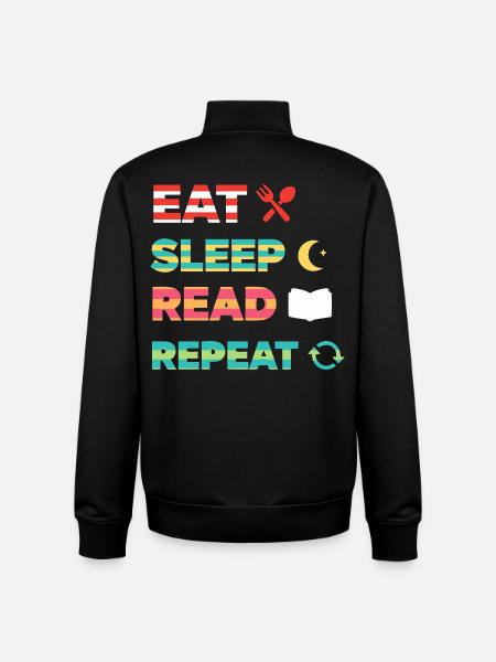 Eat Sleep Read Repeat Bücherwurm - Unisex Organic Zip Sweatshirt von Stanley/Stella - Schwarz