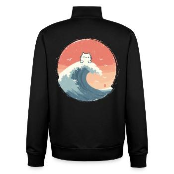 Cat wave at the evening sea - Unisex Organic Zip Sweatshirt by Stanley/Stella - black - Back - AI Model Male 185 light (185cm)