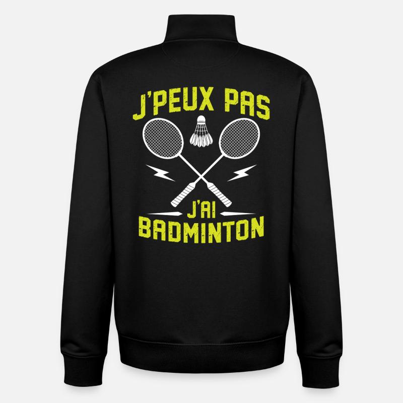 j'peux pas j'ai badminton - Sweat zippé unisexe en coton bio Stanley/Stella - noir
