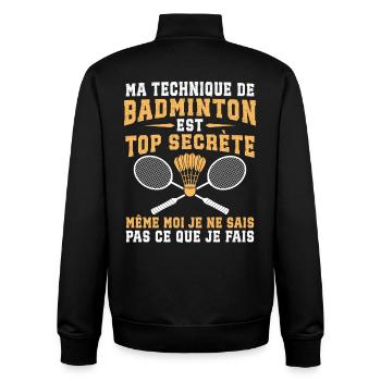 ma technique de badminton - Sweat zippé unisexe en coton bio Stanley/Stella - noir - Dos - AI Model Male 185 light (185cm)