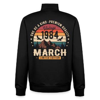 März 1984 42. Jubiläumsgeschenk März 1984 - Unisex Organic Zip Sweatshirt von Stanley/Stella - Schwarz - Hinten - AI Model Male 185 light (185cm)