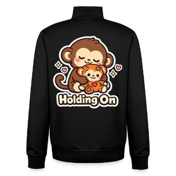 Punch Macaque Holding On - Unisex Organic Zip Sweatshirt by Stanley/Stella - black - Back - AI Model Male 185 light (185cm)