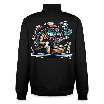 Fishing Norway Funny Fish - Unisex Organic Zip Sweatshirt by Stanley/Stella - black - Back - AI Model Male 185 light (185cm)