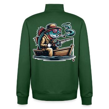 Pêche au poisson drôle en Norvège - Sweat zippé unisexe en coton bio Stanley/Stella - vert bouteille - Dos - AI Model Male 185 dark (185cm)