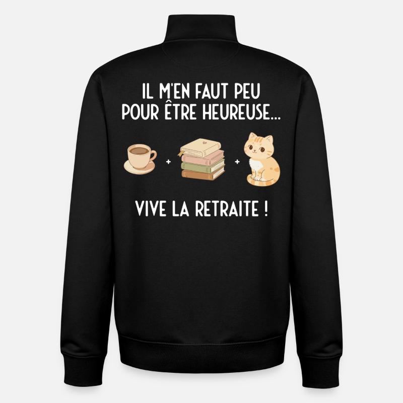 Douce Retraite (texte blanc) - Sweat zippé unisexe en coton bio Stanley/Stella - noir