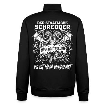 Der Staatliche Drachen Schredder - Unisex Organic Zip Sweatshirt von Stanley/Stella - Schwarz - Hinten - AI Model Male 185 light (185cm)