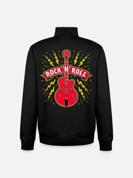 Guitar Rock 'N' Roll Banner - Unisex Organic Zip Sweatshirt by Stanley/Stella - black