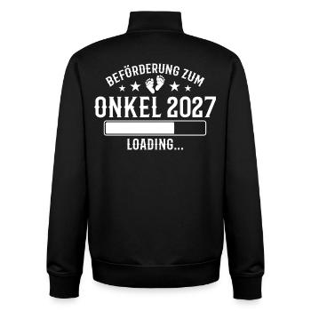 Werdender Onkel 2027 Schwangerschaft Verkündung - Unisex Organic Zip Sweatshirt von Stanley/Stella - Schwarz - Hinten - AI Model Male 185 light (185cm)