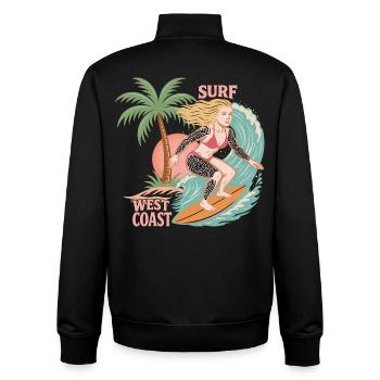 Surfing West Coast - Unisex Organic Zip Sweatshirt by Stanley/Stella - black - Back - AI Model Male 185 light (185cm)