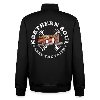 Northern Soul Vintage - Unisex Organic Zip Sweatshirt von Stanley/Stella - Schwarz - Hinten - AI Model Male 185 light (185cm)