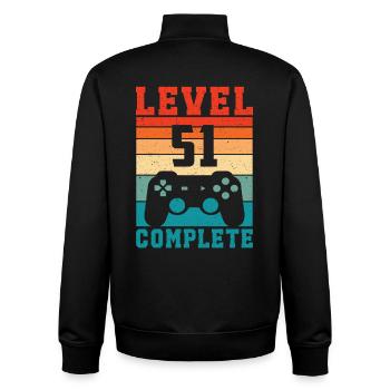 51st Birthday Level 51 Complete 51 Years Gamer - Unisex Organic Zip Sweatshirt by Stanley/Stella - black - Back - AI Model Male 185 light (185cm)