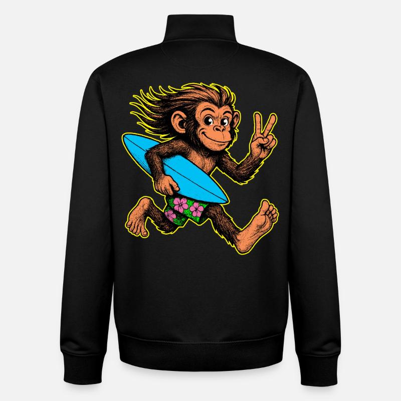 Surf-Monkey-Surf-Vibes - Unisex Organic Zip Sweatshirt von Stanley/Stella - Schwarz