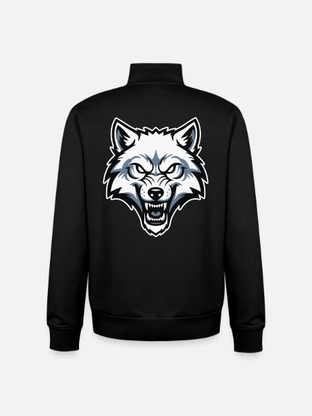 Wild Arctic White Wolf Maskottchen-Maskottchen-Logo - Unisex Organic Zip Sweatshirt von Stanley/Stella - Schwarz
