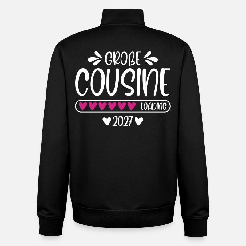 Große Cousine 2027 loading Herzchen Ladebalken - Unisex Organic Zip Sweatshirt von Stanley/Stella - Schwarz