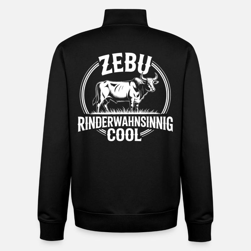 Zebu Mad Cow Cool Badge - Unisex Organic Zip Sweatshirt by Stanley/Stella - black