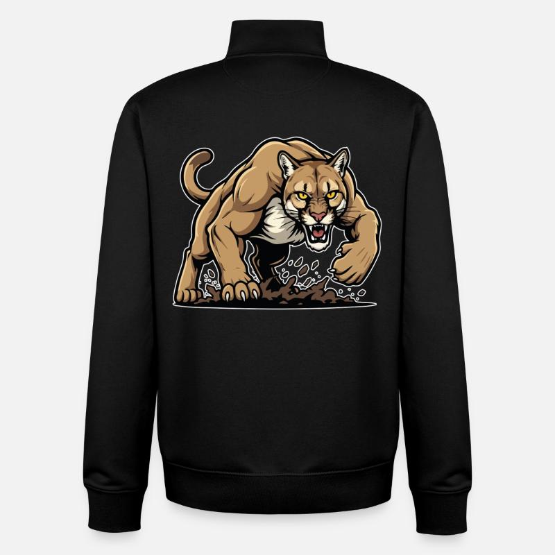 Cougar Berglöwe Wildmaskottchen - Unisex Organic Zip Sweatshirt von Stanley/Stella - Schwarz