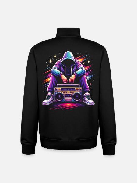 Retro 80s Boombox Illustration - Unisex Organic Zip Sweatshirt by Stanley/Stella - black