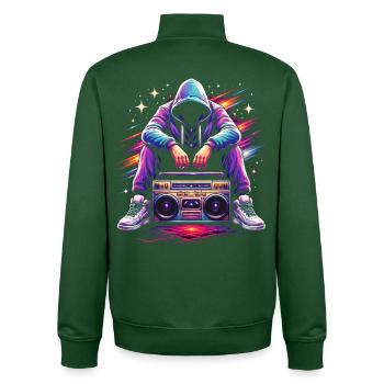 Retro 80er Boombox Illustration - Unisex Organic Zip Sweatshirt von Stanley/Stella - Flaschengrün - Hinten - AI Model Male 185 dark (185cm)