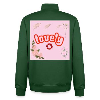 Lucky Neon Floral on Pink - Unisex Organic Zip Sweatshirt by Stanley/Stella - bottle green - Back - AI Model Male 185 dark (185cm)