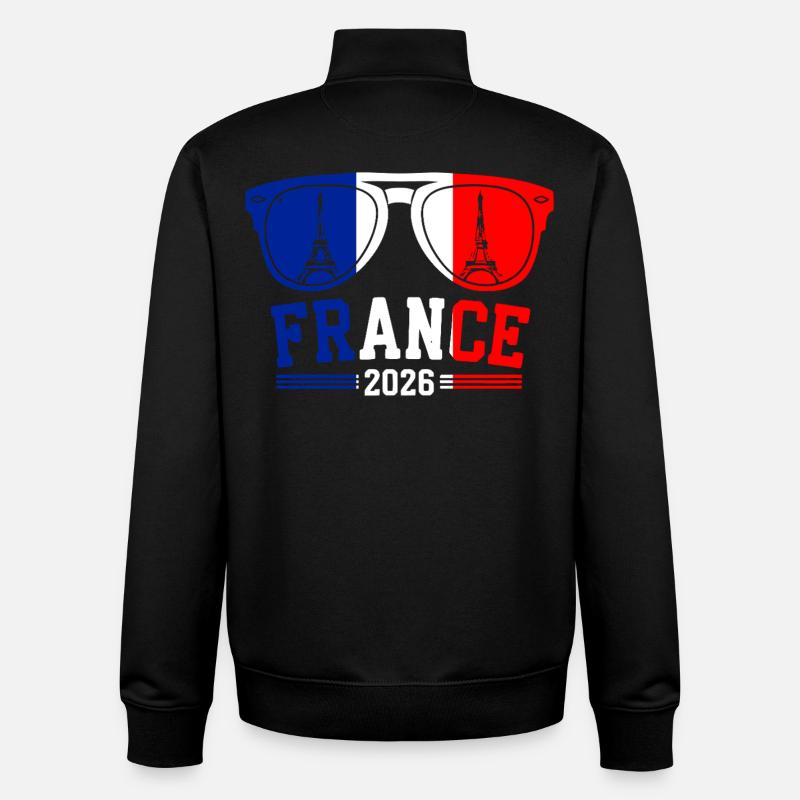 Frankreich 2026 Eiffelturm Brille - Unisex Organic Zip Sweatshirt von Stanley/Stella - Schwarz
