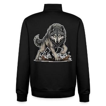 Wild Gray Wolf Walking Mascot Wolf Alpha - Unisex Organic Zip Sweatshirt by Stanley/Stella - black - Back - AI Model Male 185 light (185cm)
