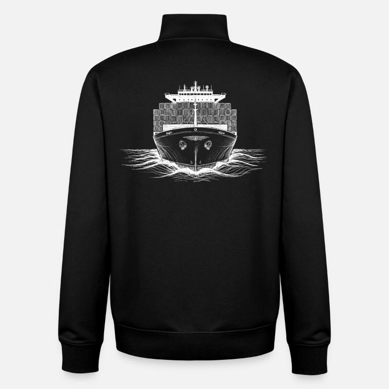 Zeichnung von Containerfrachterschiffen - Unisex Organic Zip Sweatshirt von Stanley/Stella - Schwarz