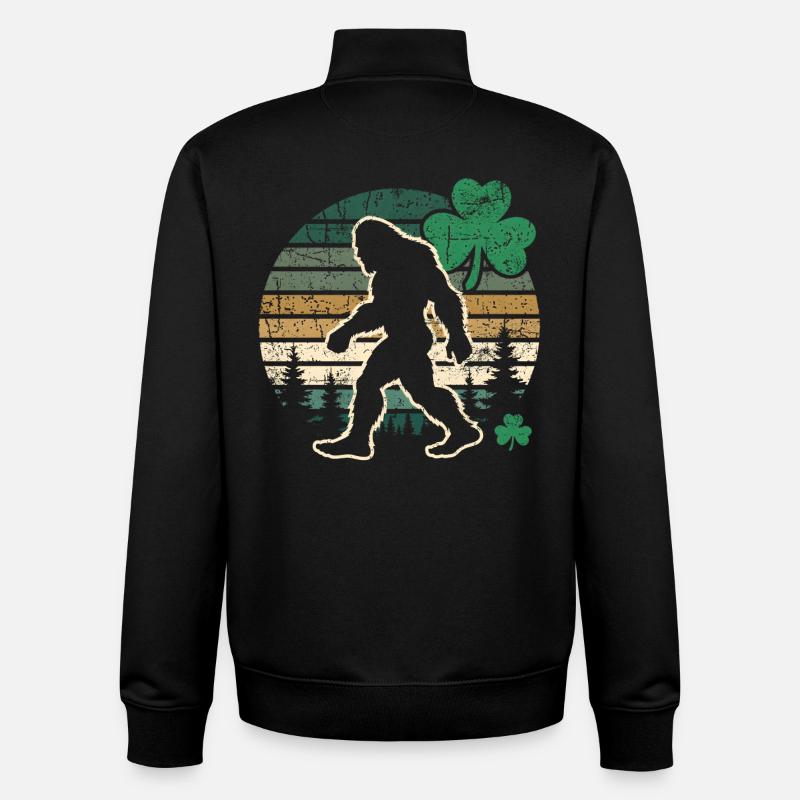 Big Foot la Saint-Patrick - Sweat zippé unisexe en coton bio Stanley/Stella - noir