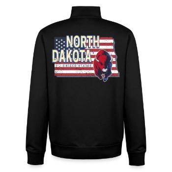 North Dakota United States Vintage USA Design - Unisex Organic Zip Sweatshirt by Stanley/Stella - black - Back - AI Model Male 185 light (185cm)