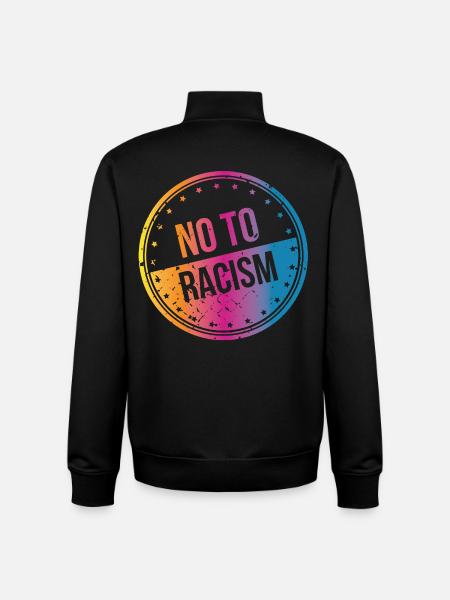 No to racism - Unisex Organic Zip Sweatshirt by Stanley/Stella - black