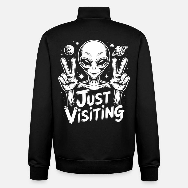 Alien Peace Visitor - Unisex Organic Zip Sweatshirt by Stanley/Stella - black