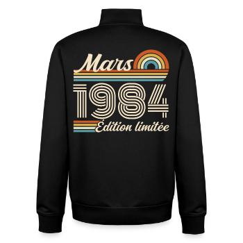 42. Geburtstagsgeschenk – Geboren im März 1984 - Unisex Organic Zip Sweatshirt von Stanley/Stella - Schwarz - Hinten - AI Model Male 185 light (185cm)
