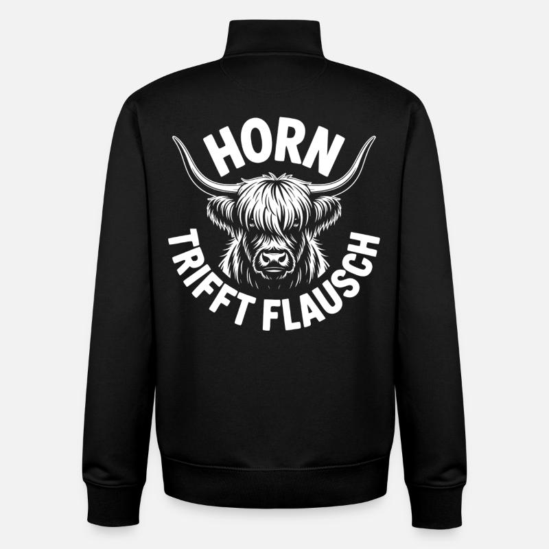 Highlands Horn Meets Fluff - Unisex Organic Zip Sweatshirt by Stanley/Stella - black