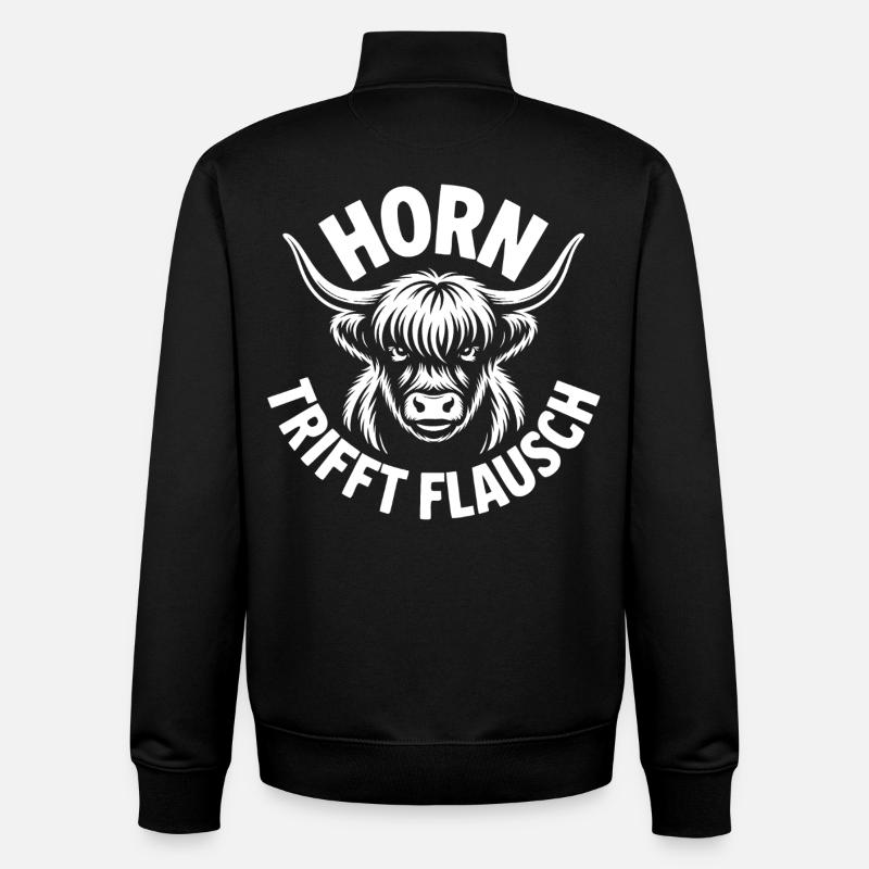 Highlands Horn Meets Fluff - Unisex Organic Zip Sweatshirt by Stanley/Stella - black