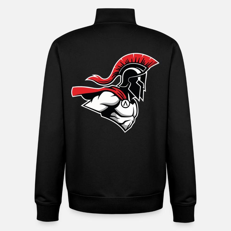 Spartiate Guerrier Alpha Mascotte Spartan Power - Sweat zippé unisexe en coton bio Stanley/Stella - noir