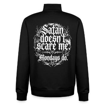 Satan Doesnt Scare Me Mondays Do - Sweat zippé unisexe en coton bio Stanley/Stella - noir - Dos - AI Model Male 185 light (185cm)