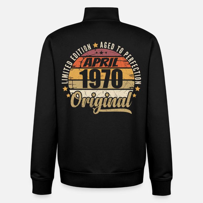 Cadeau D'anniversaire Avril 1970 - Sweat zippé unisexe en coton bio Stanley/Stella - noir