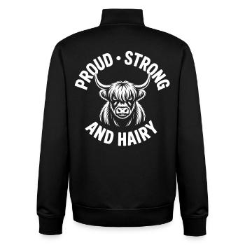 Highland Cow / Highland Rind – Ich liebe Highlands - Unisex Organic Zip Sweatshirt von Stanley/Stella - Schwarz - Hinten - AI Model Male 185 light (185cm)