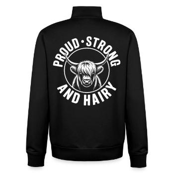 Highland Cow / Highland Rind – Ich liebe Highlands - Unisex Organic Zip Sweatshirt von Stanley/Stella - Schwarz - Hinten - AI Model Male 185 light (185cm)