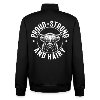 Highland Cow / Highland Rind – Ich liebe Highlands - Unisex Organic Zip Sweatshirt von Stanley/Stella - Schwarz - Hinten - AI Model Male 185 light (185cm)