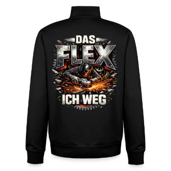 Schlosser Schweißer Das Flex ich weg - Unisex Organic Zip Sweatshirt von Stanley/Stella - Schwarz - Hinten - AI Model Male 185 light (185cm)