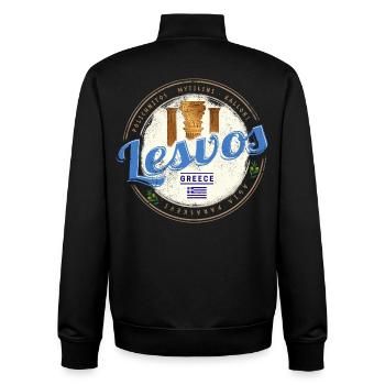 Lesbos Insel in Griechenland Retro Urlaub Souvenir - Unisex Organic Zip Sweatshirt von Stanley/Stella - Schwarz - Hinten - AI Model Male 185 light (185cm)